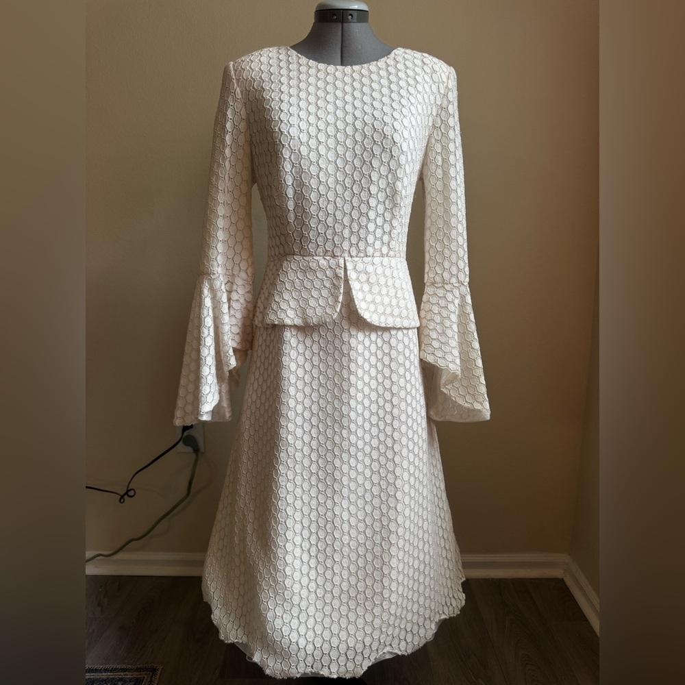 Serafina Cream Flare Sleeve Dress